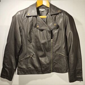 Women's Brown Faux Jacket By Roz&Ali In EXCELLENT condition Size M